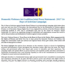 Domestic Violence Act Coalition Joint Press Statement: 2017 16 Days of Activism Campaign