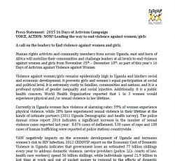 Press Statement 16 days of Activism campaign 2016