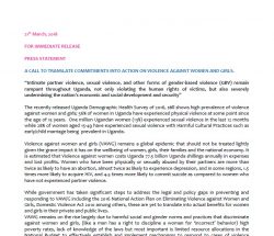 Press Statement-A call to End Violence Against Women March 20 2018