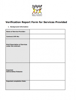 Verification Report Form for Services Provided