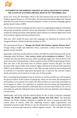 DVA Coalition Statement on the 16 DOA