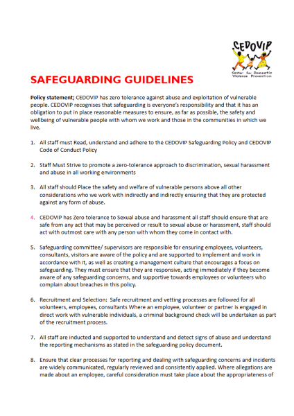 Safeguarding Principles